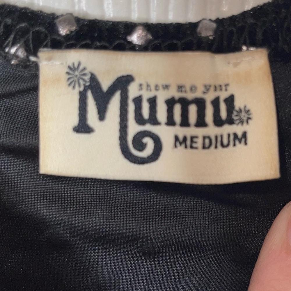 Show Me Your Mumu Black Velvet Studded Tie Front Mini Dress NWT Size medium - Picture 13 of 13